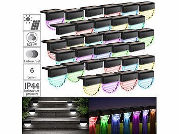 Solarlampen Gartenzaun: Lunartec 32er-Set Solarlampen für Treppen-/Zaun-Beleuchtung, RGBW-LEDs, 2 Modi