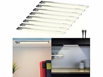 Unterbauleuchte Akku USB: Lunartec 8er-Set Akku-LED-Lichtleisten, Licht- & Bewegungssensor, 2 Modi, 33 cm