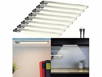 LED-Akku-Leuchte: Lunartec 8er-Set Akku-LED-Lichtleiste, Licht- & Bewegungssensor, 2 Modi 