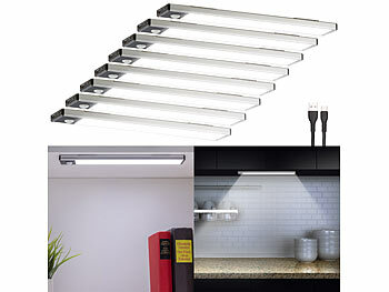 LED Leisten Akku: Lunartec 8er-Set Akku-LED-Lichtleisten, Licht- & Bewegungssensor, 23 cm