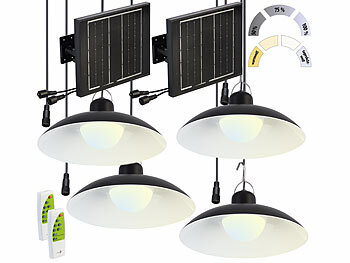LED Solar Hängeleuchte: Lunartec 2er-Set Solar-LED-Doppel-Hängelampen, 2x 105 lm, Akku, Timer