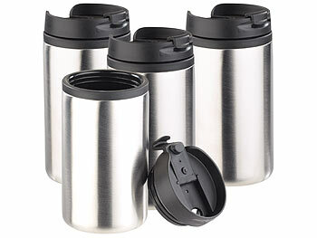 Kaffee Thermobecher: Rosenstein & Söhne 4er-Set doppelwandige Edelstahl-Isolierbecher, hält warm & kalt, 280ml