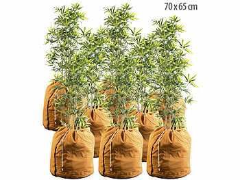 Frostschutzhauben: Royal Gardineer 8er-Set XL-Thermo-Topfschutz für Pflanzen,70x65cm, mit Drainage,braun