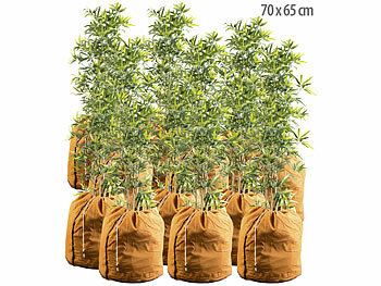 Frostschutzbeutel: Royal Gardineer 12er-Set XL-Thermo-Topfschutz für Pflanzen, 70x65cm,mit Drainage,braun