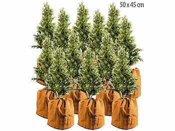 Frostschutzvliese: Royal Gardineer 12er-Set Thermo-Topfschutz für Pflanzen, 50x45 cm, mit Drainage, braun