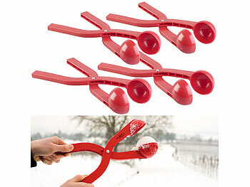 Winterspielzeug: infactory 4er-Set Profi-Schneeballzange für Schneebälle mit Ø 7 cm, rot