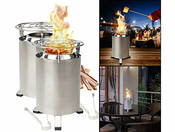 Feuerstelle Garten: Carlo Milano 2er-Set Outdoor-Tisch- & Boden-Feuerstellen, Edelstahl, 18x18x25 cm 