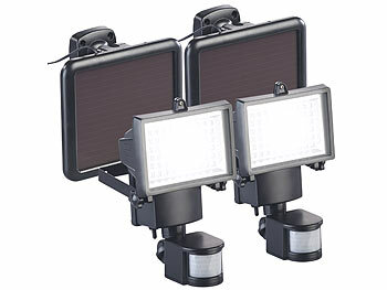 Solar-LED-Spot: Luminea 2er-Set Solar-LED-Wand-Fluter für außen, mit PIR-Sensor, 12 W
