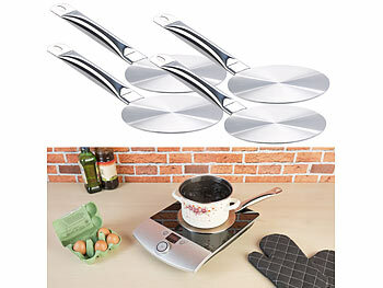 Induktions-Untersetzer: Rosenstein & Söhne 4er-Set kleine Universal-Adapterplatten für Induktions-Kochfelder, Ø14