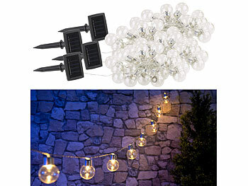Kurze Solar Lichterkette: Lunartec 4er-Set Solar-LED-Lichterkette mit 20 LEDs in Glühbirnenform, 3,8 m