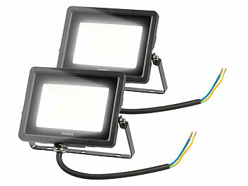 LED-Strahler Outdoor: Luminea 2er-Set Mini-LED-Fluter, 20 W, 2.000 lm, IP65, 4.000 K, tageslichtweiß 