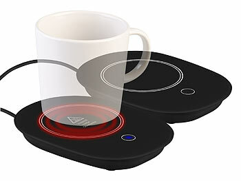 Warmhalteplatte: PEARL 2er-Set USB-Tassenwärmer mit Automatik- & Warmhalte-Funktion mit 55 °C
