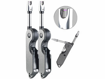 PEARL 2er-Set Elektronische Lichtbogen-Klappfeuerzeuge, USB-Anschluss
