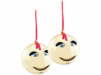 Weihnachtkugel: infactory 2er-Set singende und sprechende Weihnachtsbaumkugeln, Ø 10 cm 