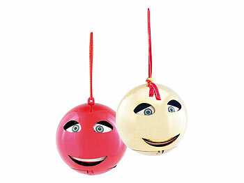 Weihnachtsmann Kugeln: infactory 2er-Set singende Weihnachtsbaumkugeln, Batteriebetrieb, je Ø 10 cm