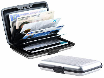 RFID Schutz-Kartenetui: Xcase 2er-Set edle RFID-Kartenetuis aus Aluminium, Schutz für 6 Chip-Karten