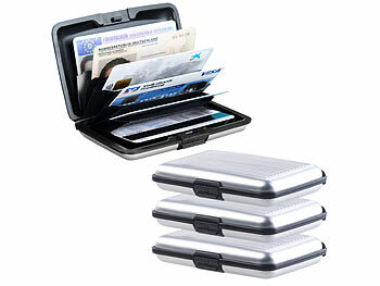 Kreditkarten Etuis RFID: Xcase 4er-Set edle RFID-Kartenetuis aus Aluminium, Schutz für 6 Chip-Karten