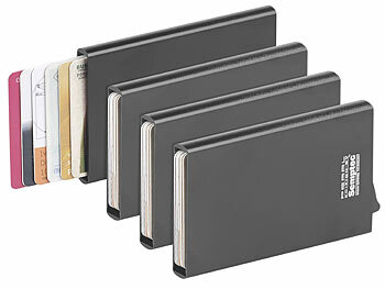 RFID Kartenetui: Semptec 4er-Set RFID-Kartenetuis aus Aluminium, Auswurf-Mechanismus 