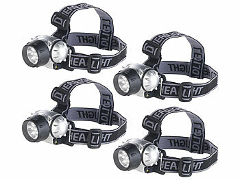 LED Headlight Stirnlampe: Lunartec 4er-Set LED-Stirnlampen mit 7 LEDs & 3 Helligkeitsstufen, 30 lm, 0,3 W 