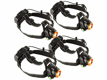 Ergonomische Stirnlampe: KryoLights 4er-Set Akku-Stirnlampen, Gesten-Steuerung, Cree-T6-LED, 580 Lumen