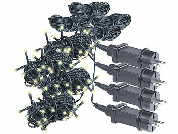 Lichterkette LED Outdoor: Lunartec 4er-Set LED-Lichterketten mit 40 LEDs für innen & außen, warmweiß, 4 m