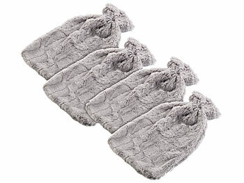 Wärmflaschenbezug: PEARL 4er-Set flauschige Kunstpelz-Bezüge für 2-Liter-Wärmflasche 