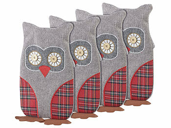 Wã?rmflaschenbezüge: infactory 4er-Set Bezüge im Eulen-Design für Kinder-Wärmflaschen bis 1 Liter 