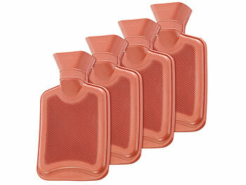 Beheizbare Wärmflaschen: PEARL 4er-Set Wärmflaschen, Größe M, rot, 0,5 Liter 