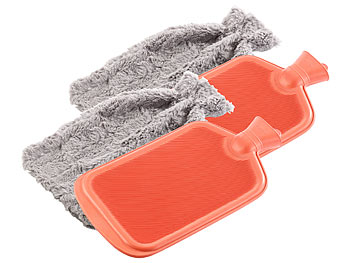 Wärmekissenn: PEARL 2er-Set XXL-Wärmflaschen mit flauschigem Kunstfellbezug, 2,3 Liter