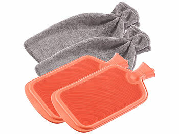 Heizflaschen: PEARL 2er-Set XL-Wärmflaschen, 1,1 l, mit flauschigem Coral-Fleece-Bezug 