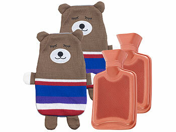 Kinderwärmflaschen: infactory 2er-Set Kinder-Wärmflaschen mit Teddybär-Bezug, 1 Liter