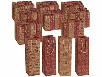 Wein-Geschenktasche: infactory 96er-Set weihnachtliche Kraftpapier-Geschenktüten für Weinflaschen 