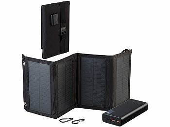 Powerbank Schnell: revolt USB-Powerbank mit 10-Watt-Falt-Solarpanel, 20.000 mAh, USB-C PD, 20 W