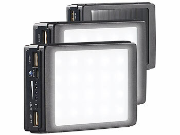 Solarlampe-Powerbank: revolt 2er-Set 2in1-Solar-Powerbank mit Campingleuchte, 11.000 mAh, 240 lm 