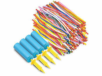 Modellierballon-Sets: PEARL 4 Doppelhub-Luftballonpumpen mit 400 bunten Modellier-Ballons