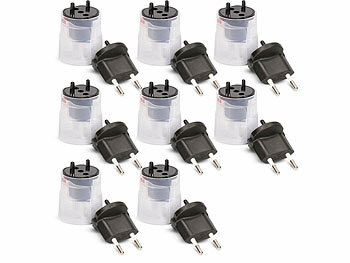 Adapter: MH 8er-Set Fixadapter Typ 11,für Konturenstecker CEE 7/17,2-polig,schwarz 