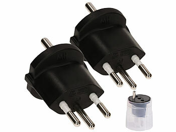 Adapter Schweiz: MH 2er-Set Fixadapter Typ 12, für Schutzkontakt-Stecker, 3-polig, schwarz
