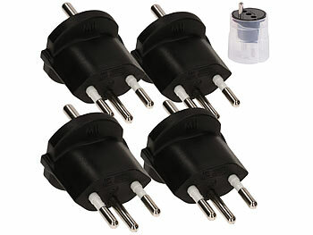 Adapter Schweiz: MH 4er-Set Fixadapter Typ 12, für Schutzkontakt-Stecker, 3-polig, schwarz 