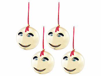 Singende Weihnachtkugeln: infactory 4er-Set singende und sprechende Weihnachtsbaumkugeln, Batteriebetrieb