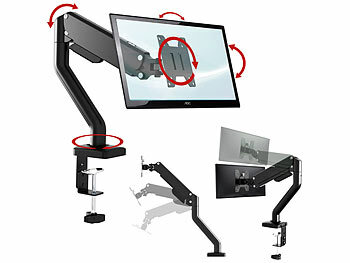 PC Monitorhalterung: General Office Gasgefederter Monitor-Schwenkarm bis 81 cm/32", Pivot, VESA-kompatibel