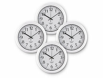 Badezimmer Wanduhr: St. Leonhard 4er-Set wasserdichte Funk-Wanduhren im Hochglanz-Gehäuse