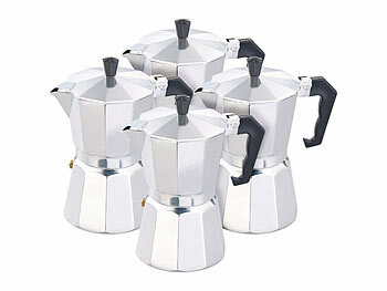 Espresso-Kaffeekannen: Cucina di Modena 4er-Set Espresso-Kocher für 6 Tassen, für Gas-, Ceran- & Elektro-Herd