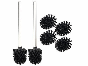 WC Bürstenhalter Wand: BadeStern 2er-Set WC-Bürsten mit Edelstahl-Stiel und 3 Aufsätzen mit Ø 7,5 cm