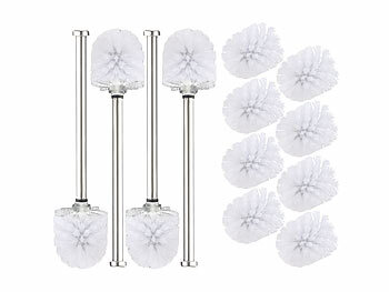WC-Bürste und Halter: BadeStern 4er-Set WC-Bürsten mit Edelstahl-Stiel und 3 Aufsätzen mit Ø 7 cm