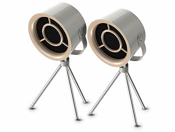 Dunstabzug Haube: Rosenstein & Söhne 2er-Set USB-C-Dunstabzugs-Ventilatoren,Austausch-Filter,Stativ,Ø13,5cm
