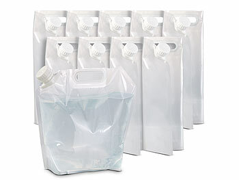 flache Wasserkanister: Semptec 10er-Set faltbare Wasserkanister mit Tragegriff, 5 Liter, BPA-frei