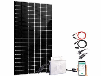 Wechselrichter: revolt Solar-Set: WLAN-Mikroinverter + 440-W-Full-Screen-Solarmodul + Kabel