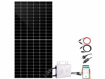Solar Kraftanlage: revolt Solar-Set: WLAN-Mikroinverter + 585-W-Full-Screen-Solarmodul + Kabel