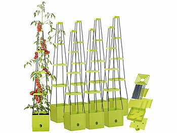 Pflanzenaufzuchttürme: Royal Gardineer 8er-Set Pflanz-Türme mit Rankhilfe für Tomaten, mit 2,5-l-Wassertank