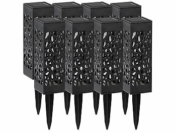 Solarlampe klein: Lunartec 8er-Set Solar-LED-Laternen mit Dämmerungssensor, Akku, warmweiß, IP44